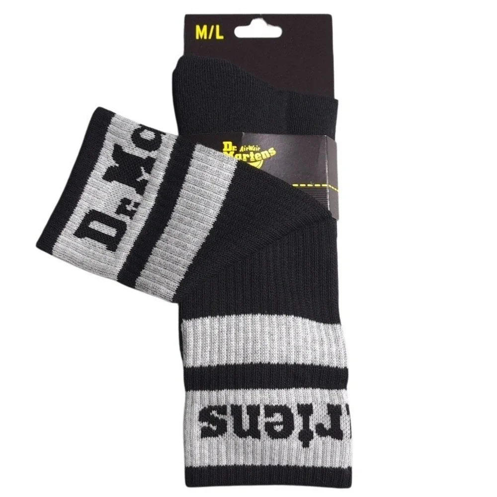 1-Pair Dr. Martens Size M/L Crew Socks Athletic Logo Black/Gray/Black